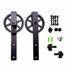 LWZH Antique Black Steel Sliding Barn Wood Door Hardware Kit Closet Set Track Roller for Interior Sliding Door