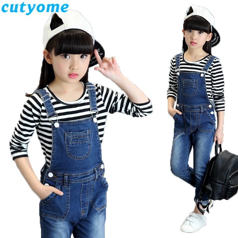 

Spring Autumn Kids Girls Denim Overalls Jeans Trousers for Children Bib Pants Solid Children Romper 10 12 13 Teen Girl Jumpsuits