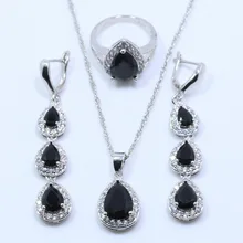 Новинка Запад Стиль Черный Циркон 925 Серебряный Для женщин комплект ювелирных изделий Кольцо Размеры 6#7#8#9#10# T28
