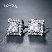 Новинка, квадратные циркониевые мужские серьги-гвоздики, классические серьги-гвоздики, желтые, розовые, золотые, синие мужские серьги, модные ювелирные изделия, E567