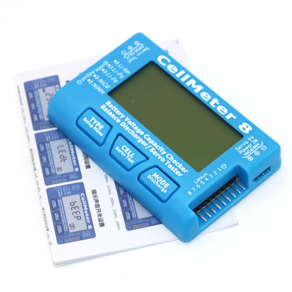 Cellmeter 8 Battery Capacity Checker Servo Tester RC CellMeter 8 for 2 8S LiPo LiFe Li ion NiMH
