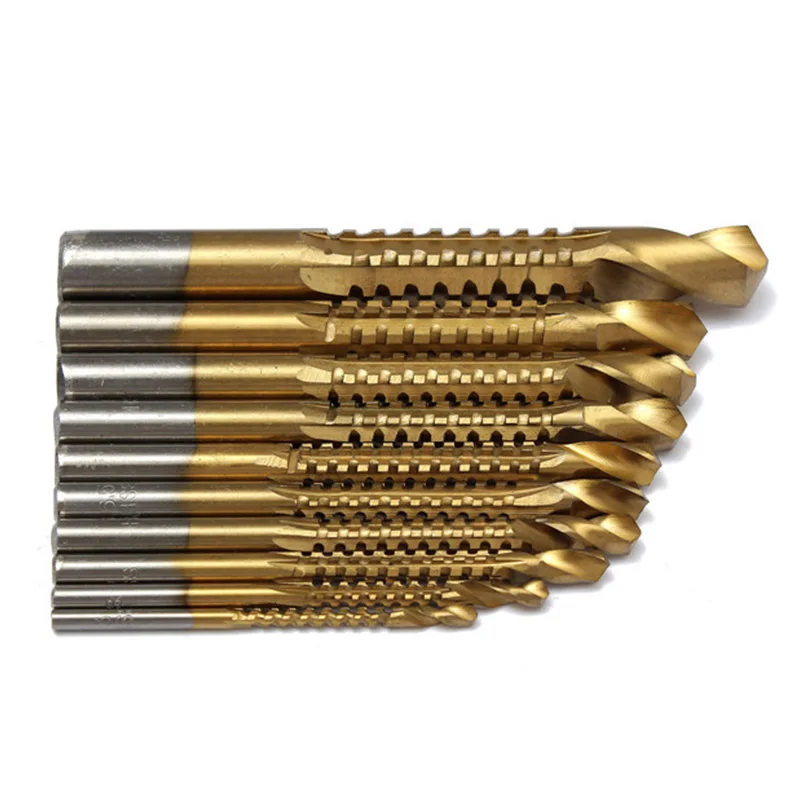 10Pcs/set Titanium Coated HSS High Speed Steel Saw Drill Bit Set Cutter Tools Woodworking Hole Saw Drill Bits Power Tools 3-13mm