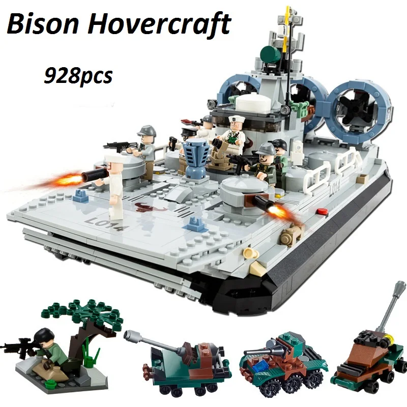 Legoed city lepinS war Military Series bison hovercraft Building Blocks Bricks boat Model kits Kid DIY ship Toys Christmas Gift