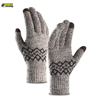 

Men Winter Arylic Knitted Gloves Touch Screen Gloves Driving Climbing Running Warm Mittens