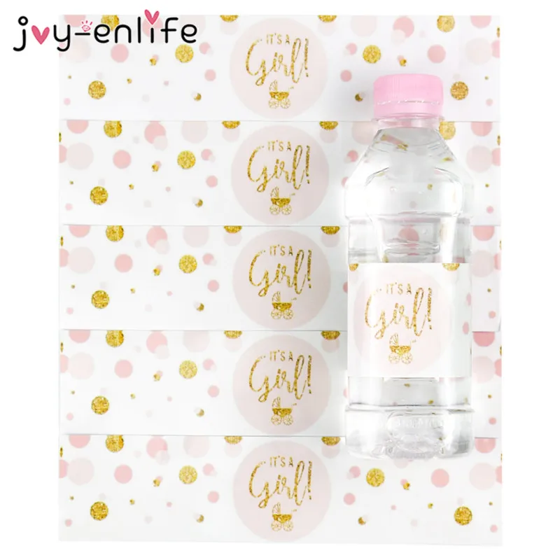 12pcs Baby Shower Decoration Girl/Boy Mineral Water Bottle Gift Stickers Label Baby Shower Birthday Party Bottle Label Stickers