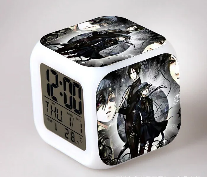 Japanese Anime Black Butler LED 7 Color Flash Digital Alarm Clocks Kids