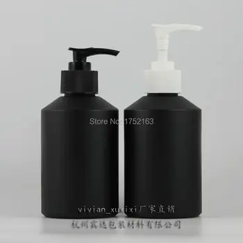 

200ml Black Oblique shoulder frosted lotion Bottles white / black pump, glass bottles cosmetics packaging, press pump bottle