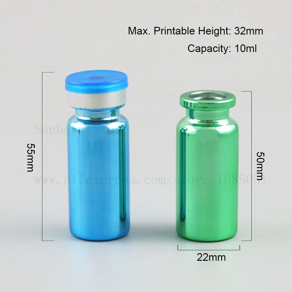 10 мл 1/3 oz цвета: золотистый, серебристый синий стеклянный флакон для инъекций флакон с Центром по бокам флип-офф Кепки жидкие медицинские стеклянные контейнеры 300 шт