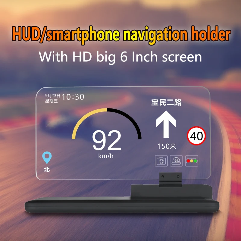 Baratos Universal H6 Car HUD Head Up Display proyector navegación teléfono Smartphone soporte GPS Hud para cualquier coche 6 pulgadas