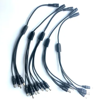 

5pcs DC Power Plug 1 Female To 4 Male Plug Cable Splitter 5.5mm x 2.1mm/5.5mm x 2.5mm Adapter 1 to 4 way for CCTV Camera Led