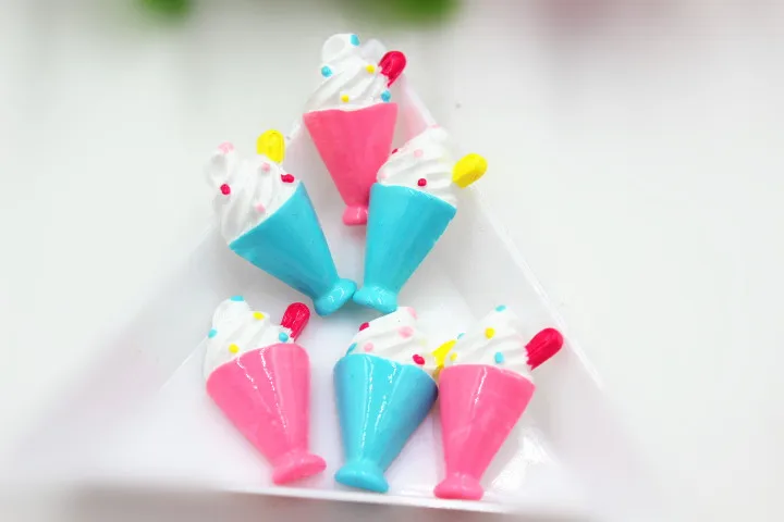 

50pcs/lot DIY resin icecream mix colors flat back resin cabochons accessories
