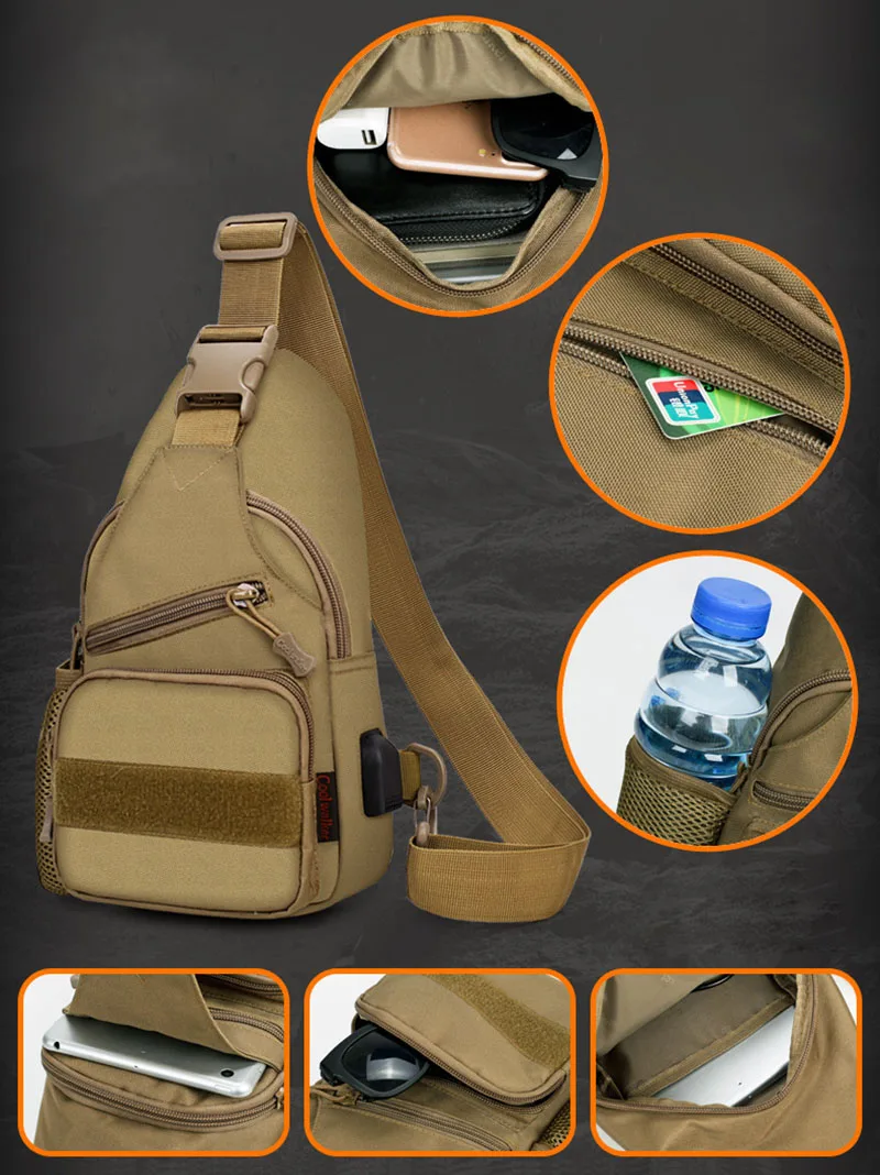 600D наружная тактическая Сумка водонепроницаемая военная армейская сумка через плечо usb зарядка для кемпинга, походов, Путешествий, Походов, охоты рюкзак