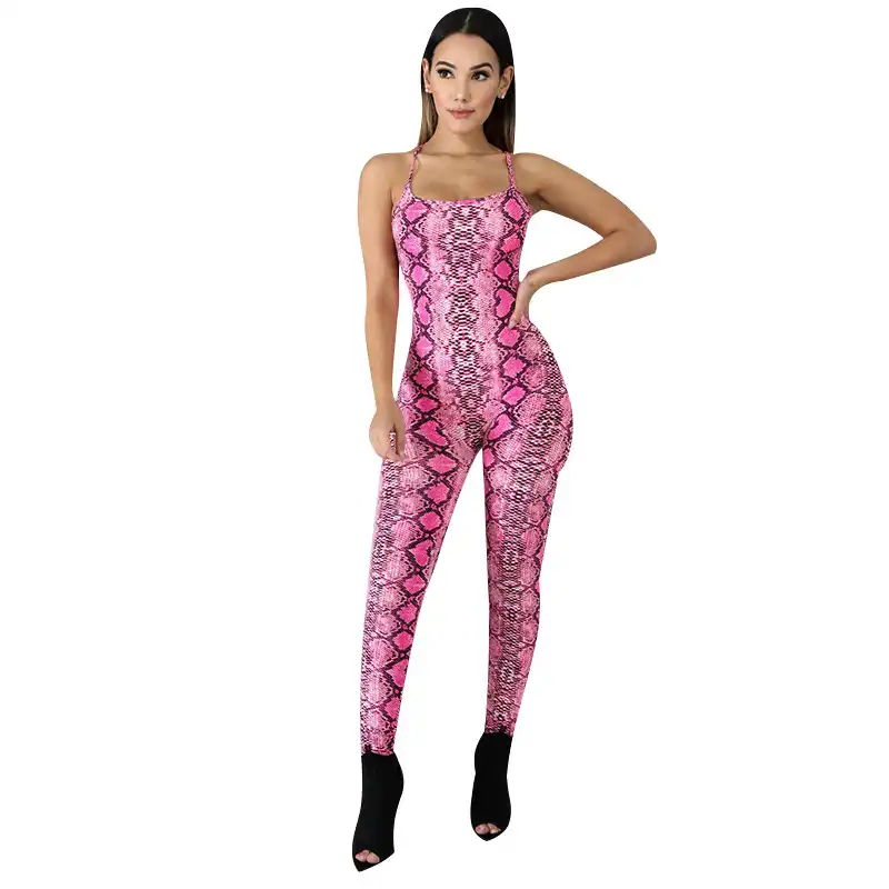 pink snake print jumpsuit