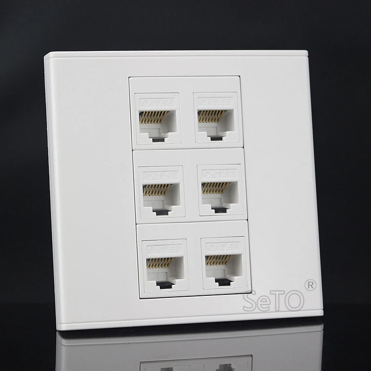 SeTo 86 Тип шесть RJ45 Cat5e сетевая Lan панель настенная гнездо Keystone Лицевая