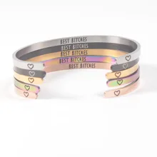 4 мм браслет из нержавеющей стали "комплект брелков best Bitches" индивидуальный браслет вдохновляющие манжеты мантра браслеты для женщин и мужчин ювелирные изделия
