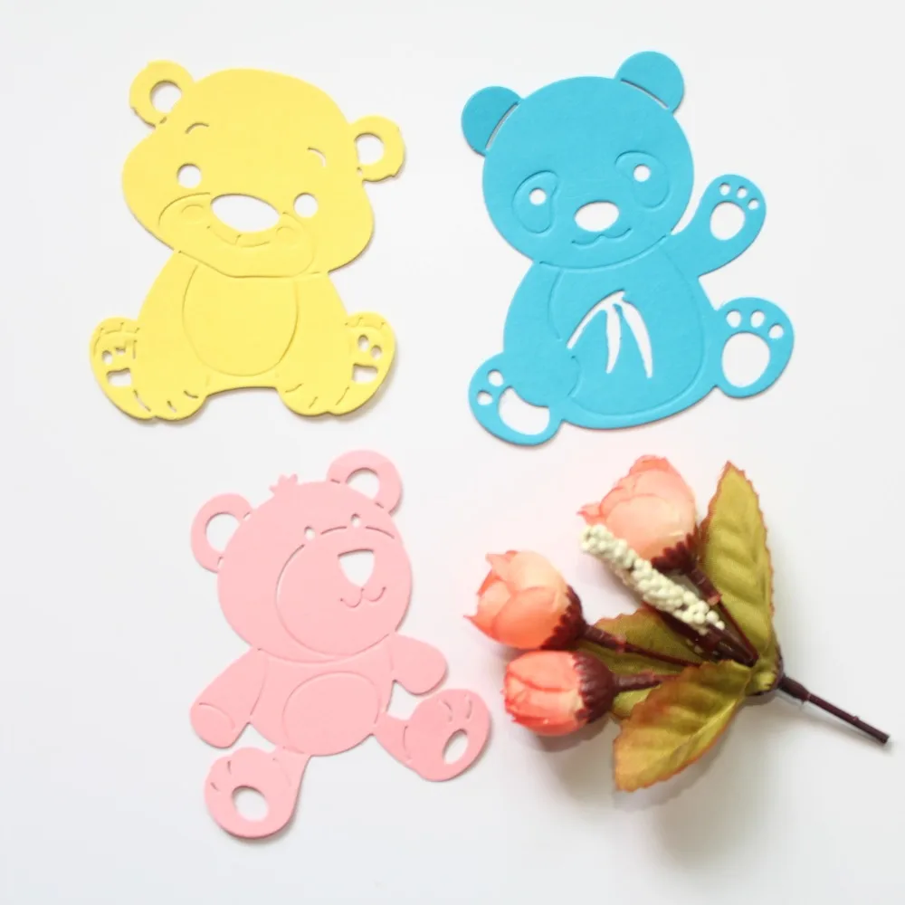 Три милых медведя из углеродистой стали, резак для резки бумаги, штампы для домашнего ремесла из углеродистой стали, прессованные формы для цветов,, сделай сам, ремесло, украшение