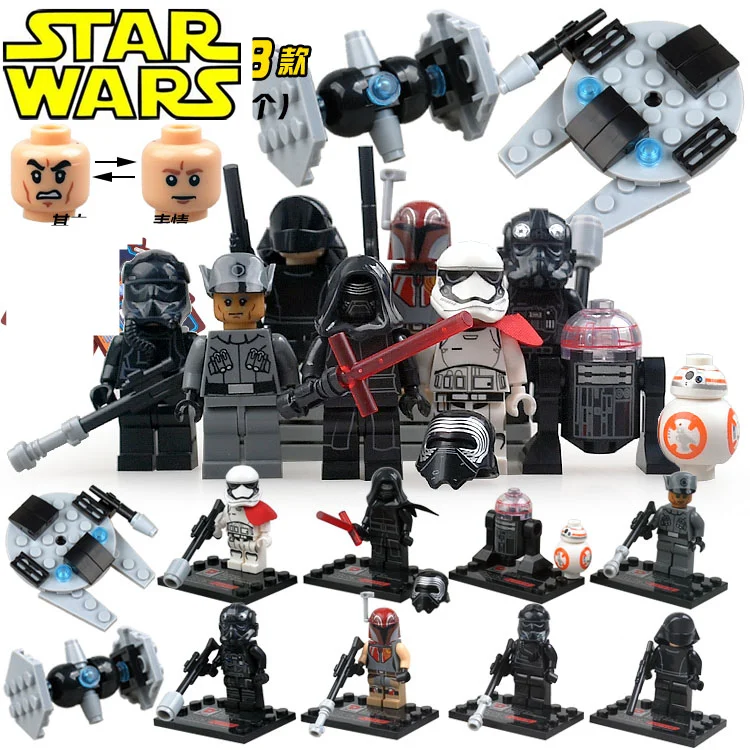 8 шт. Звездные войны R2D2 BB8 Kylo Ren Storm Troopers Империал SHORETROOPER световой меч фигурку Minifig