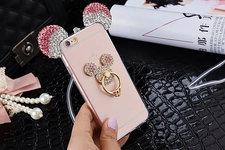 Cute Rhinestone Minnie Mickey Ears Cases For iPhone X XR