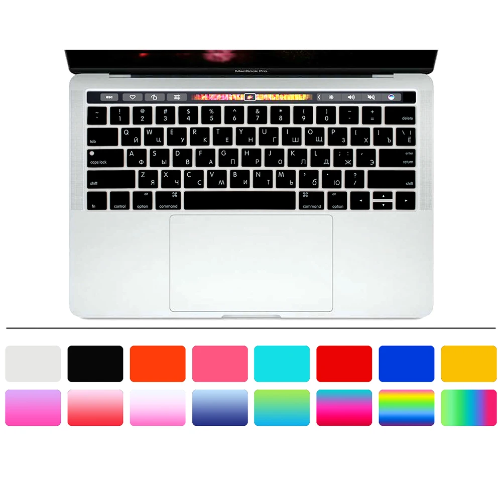 

8 color have touch bar U.S. Edition Russian Keyboard Film protector for Macbook Pro 13 inch Laptop Cover 13 A1706
