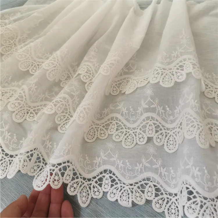 Lace fabric,lace garment accessories,lace sewing supplies,lace accessories,lace sewing accessories Three/Two Layer Embroidered Lace Trim 100% Cotton Cloth 36/23cm 3yards/lot
