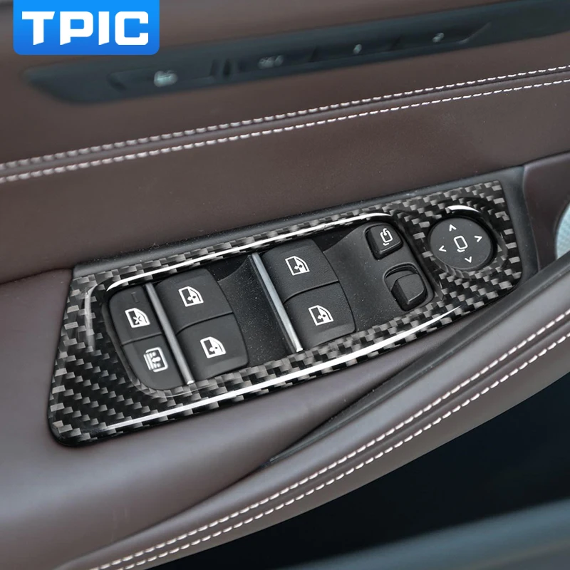 

TPIC Carbon Fiber Car Window Lifter Control Frame Window Switch Decor Armrest Panel Refit Sticker for BMW G30 5 series 2018