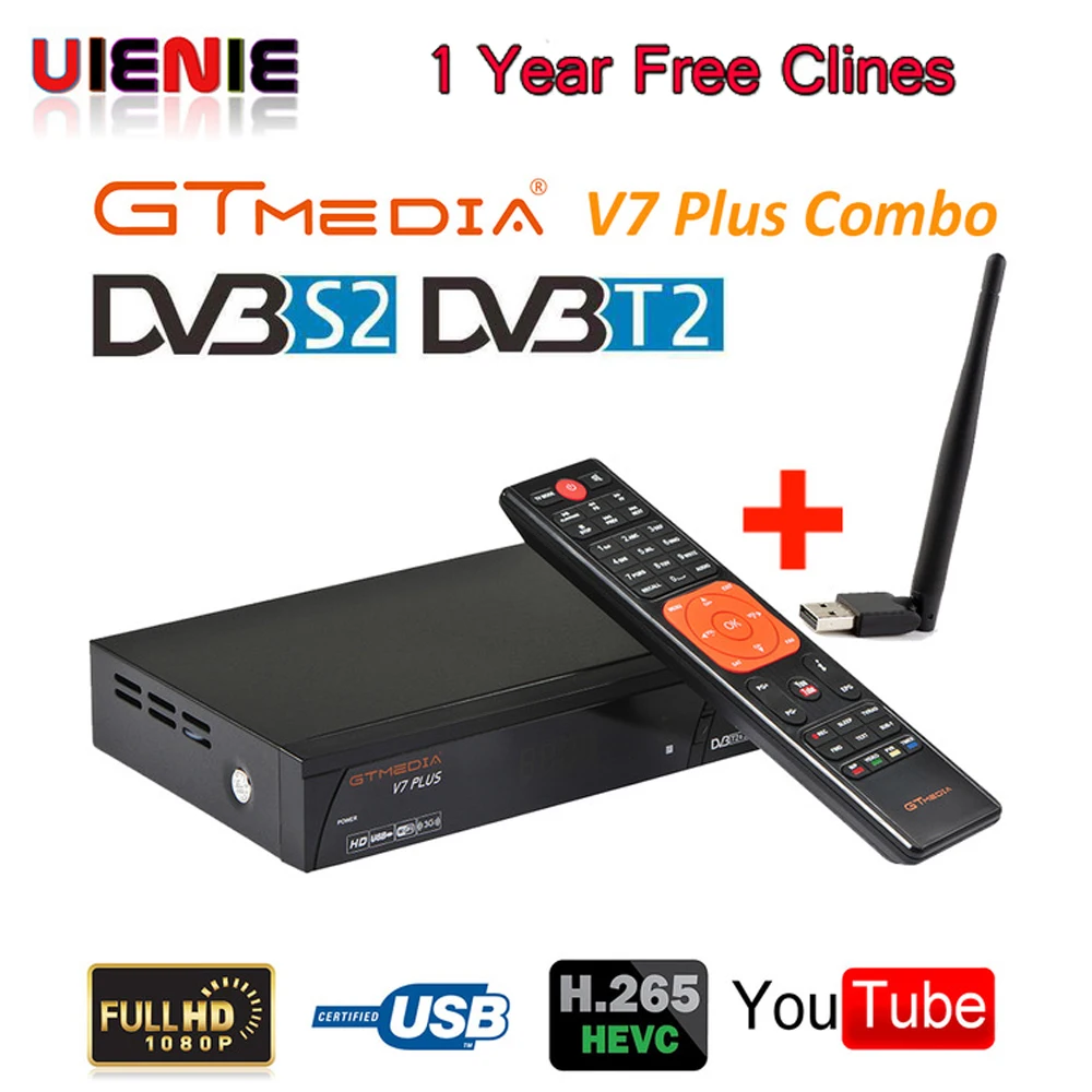 

New GTMEDIA V7 PLUS receptor 1080P Full HD DVB-S/S2+T/T2 Upgrade Satellite TV Receiver+1 Year Clines Support H.265 Newam Youtube