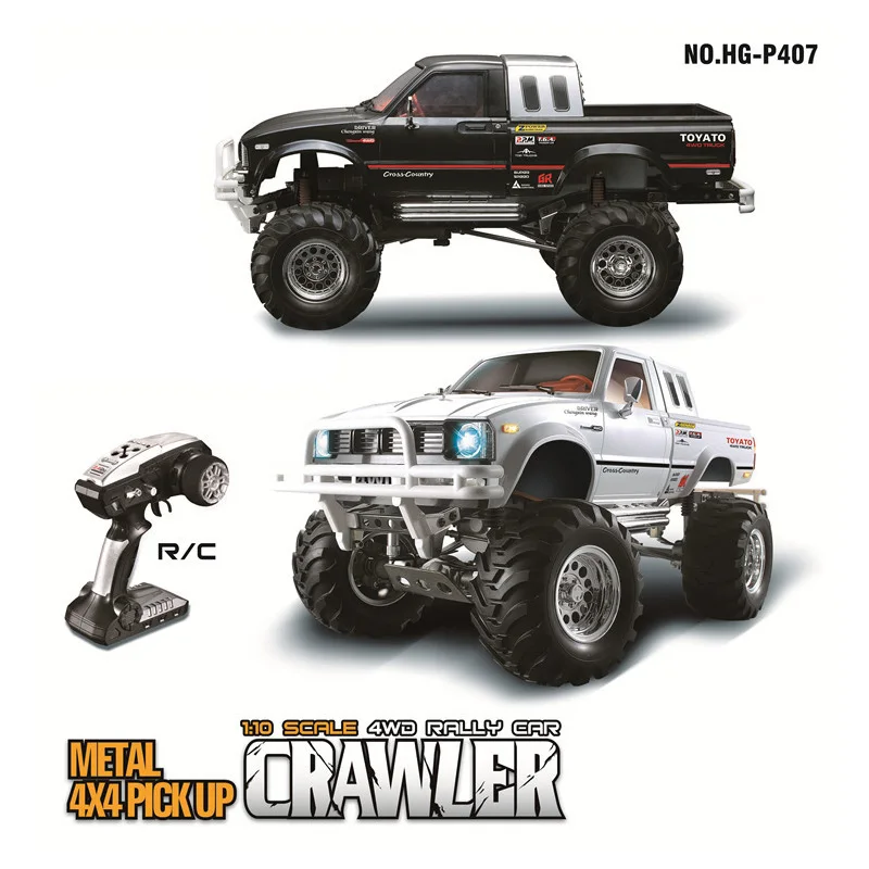 HG P407 1/10 2,4G 4WD 3CH матовый ралли Rc автомобиль TOYATO Металл 4X4 пикап Рок Гусеничный RTR игрушка черный белый подарки для мальчиков Дети