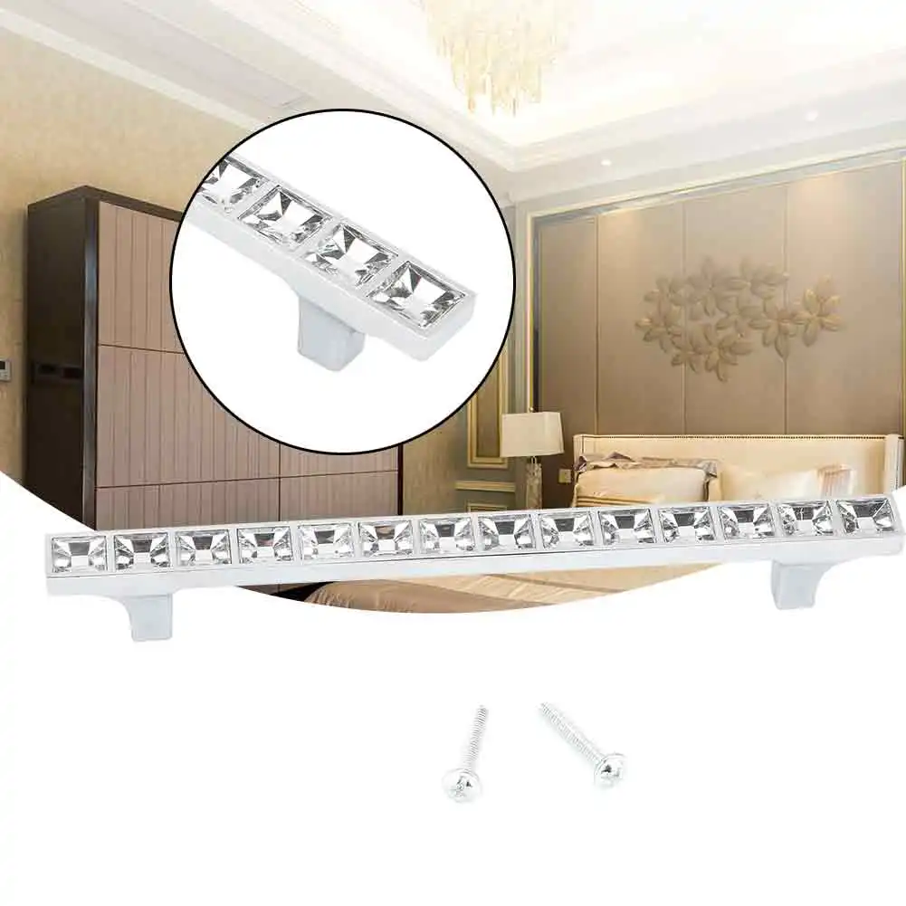 

6715Zinc Alloy Handle Knob Pulls Diamond Crystal Door Handle for Cabinet Wardrobe furniture door handles