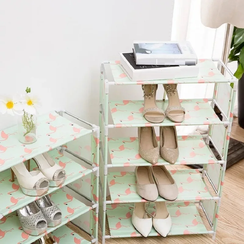 

Multi-layer Assembled Shoe Rack Household Modern Minimalist Dust-proof Shoe Cabinet Dormitory Small Fresh Cloth Storage Rack DIY