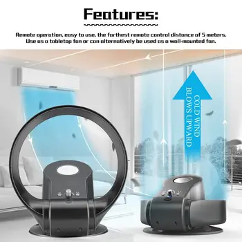 

Multifunctional Bladeless Fan Air Condition Air Cooler Remote Control Wall Mounted Adjustable Wind Speed Round Fan for Home Car