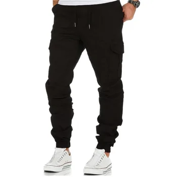 

Men Pants Hip Hop Harem Joggers Pants 2018 Brands Male Trousers Mens Joggers Solid color Multi-pocket Pants cargo sweatpants