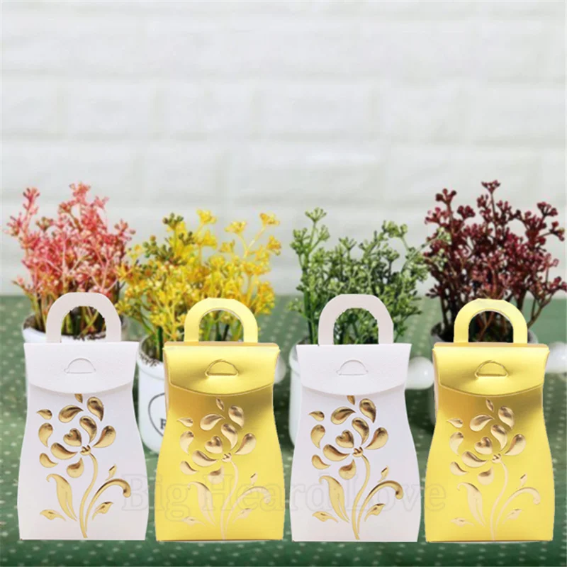 25pcs White/Golden Wedding Candy Box Gift Bag Gifts for Guests Decoration Paper Party Supplies | Дом и сад