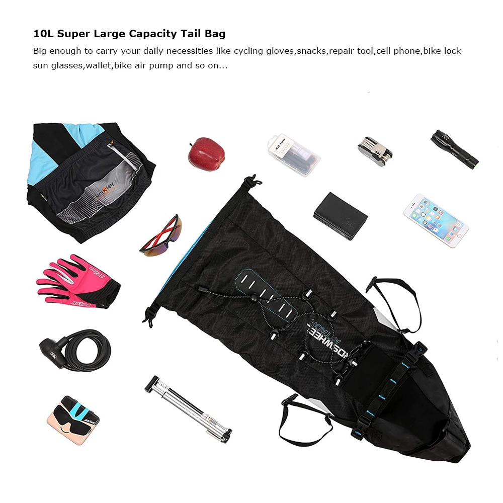 Best Roswheel 10 LWaterproof Cycling Bicycle Bike Saddle Bag Seat Tail Rear Pack MTB Storage Pouch Carrier ATTACK Series 131372 2