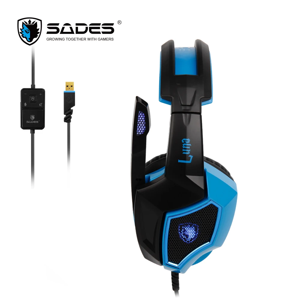 Наушники SADES LUNA Virtual 7 1 с объемным звуком игровая гарнитура USB разъемом наушники