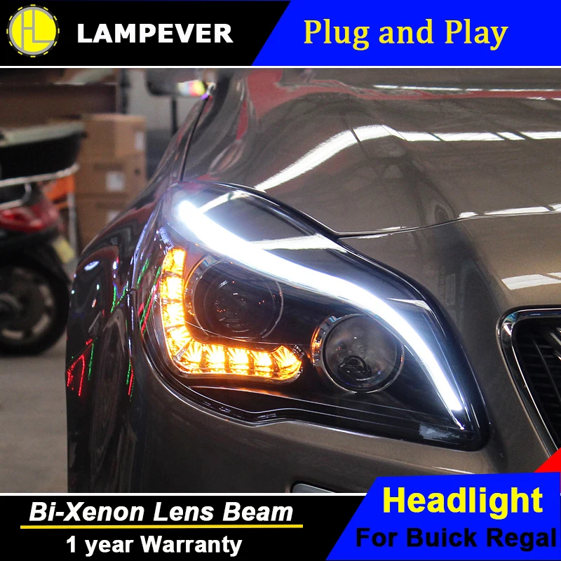 Lampever для Buick Regal фары для Opel Insignia Головной фонарь светодиодный DRL передний свет Биксеноновая линза ксенон HID комплект