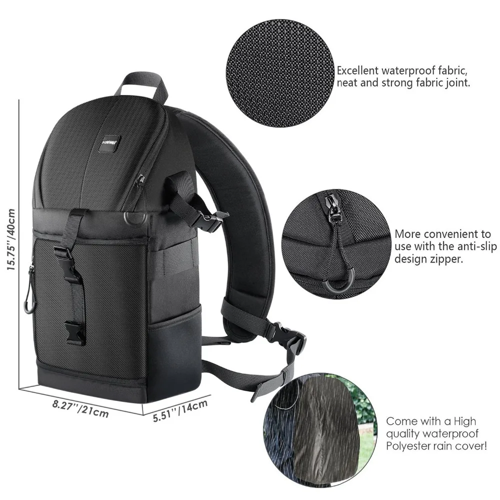Neewer Professional Sling Camera Storage Bag Durable Waterproof and Tear Proof Black Carrying Backp