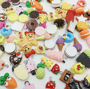 

Donuts fruit ice cream cake Flat back resin Mixed style Charms For Women Girls DIY Making Kawaii Necklace Pendant Keychain Gift