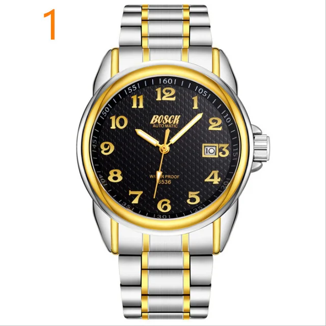 

2019 Nieuwe Aankomst mannen Zwarte Horloges Business Kalender Fashion Casual Rvs Niet-mechanische Quartz Wristwatches.7