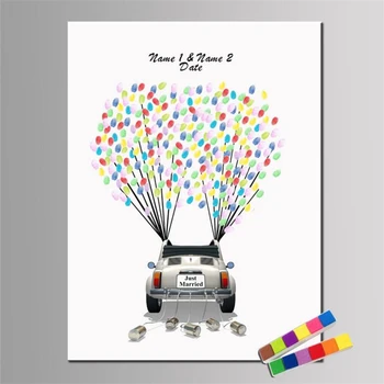 

Personalized Custom Wedding Car/Tree DIY Fingerprint Tree Signature Guestbook For Birthday Party Baby Shower Wedding Decoration