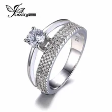 JewelryPalace zero.9ct Cubic Zirconia Anniversary Marriage ceremony Band Engagement Ring Set Guard Enhancer Pure 925 Sterling Silver Jewellery