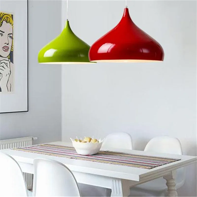 

Fashion Simple Pendant Light Personality Colorful Metal Hanging Lamp For Office Bar Room Balcony Home Decoration Iron Lighting