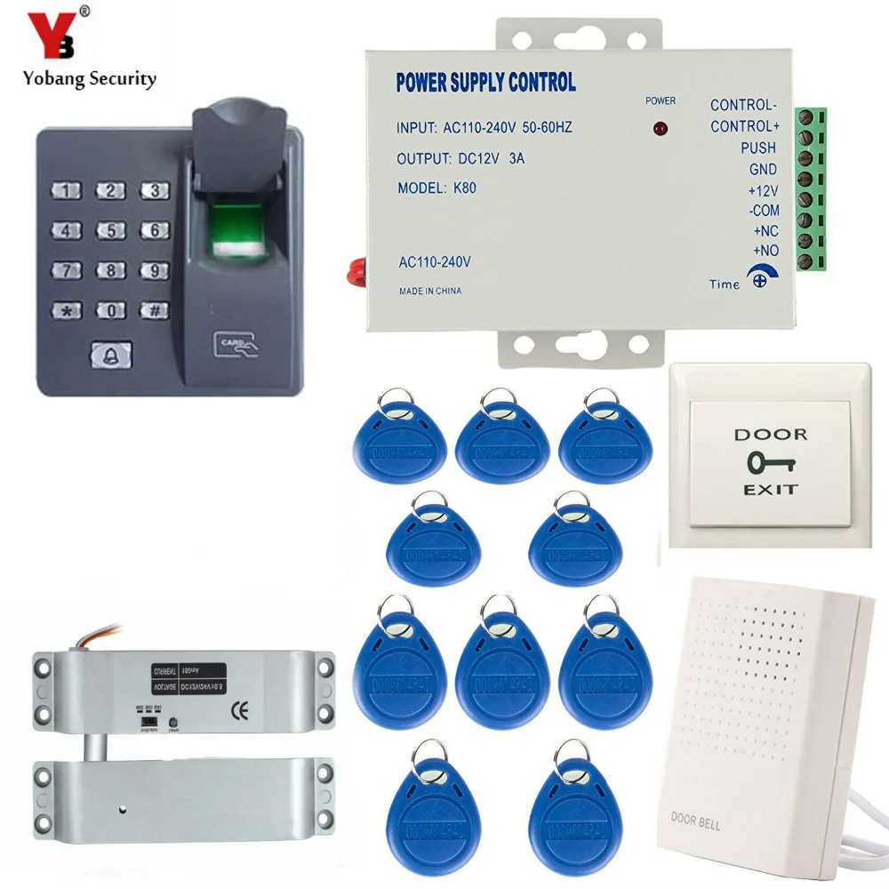Yobang безопасности RFID считыватель отпечатков пальцев водостойкий пароль клавиатуры двери Система контроля доступа + дверь блокировка блока