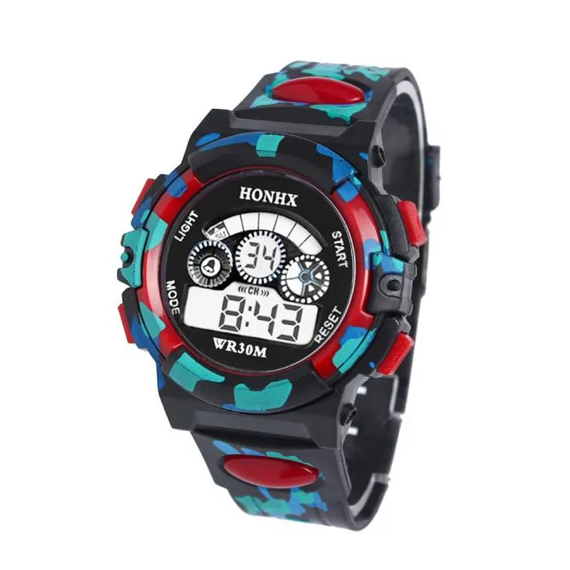 Новые модные изысканные тонкие уличные многофункциональные водонепроницаемые детские спортивные электронные часы для мальчиков горячая распродажа