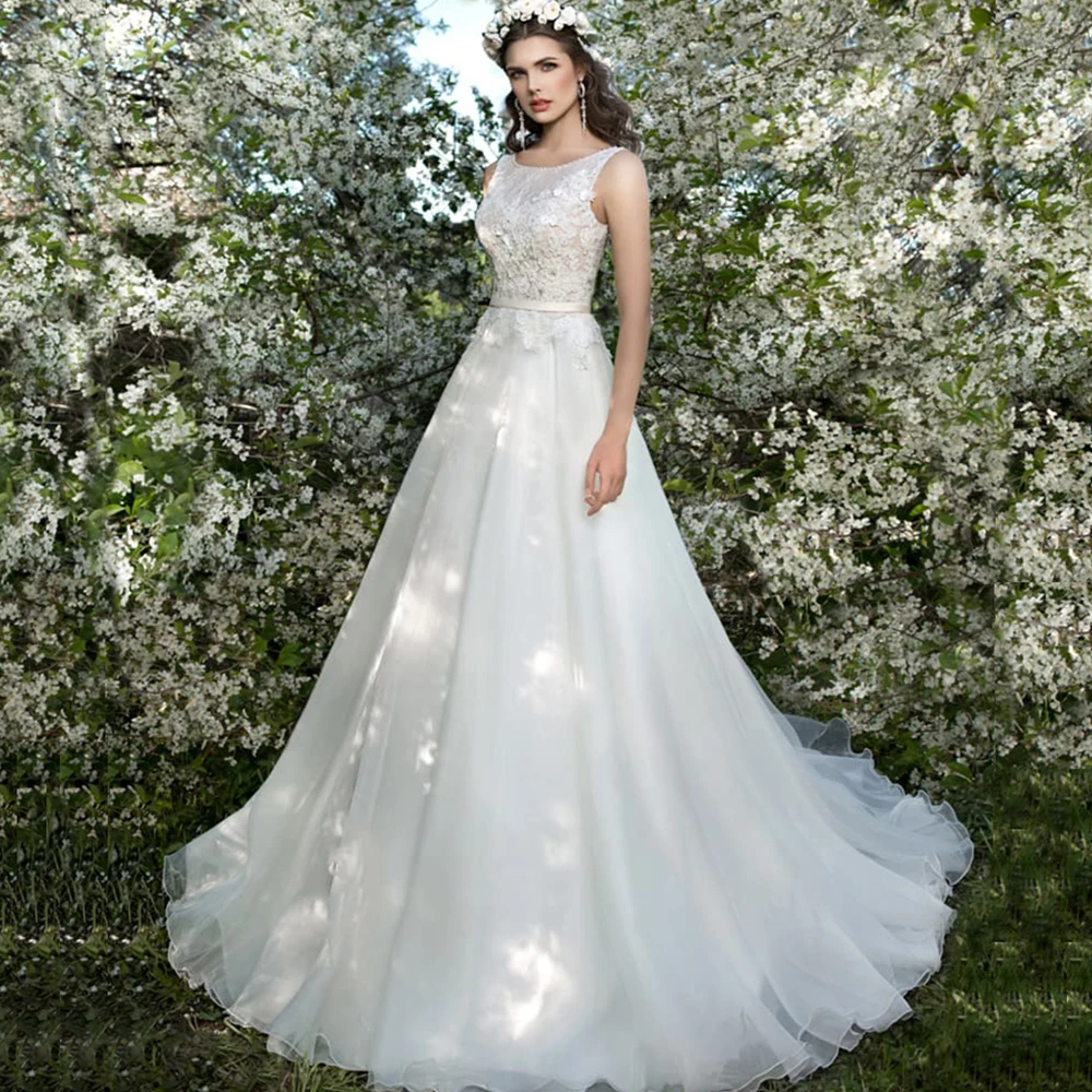 

Vestido de Noiva Scalloped Neck A-line Wedding Dresses Luxury Robe de Mariee Off Shoulder Appliques Princess Bruidsjurken