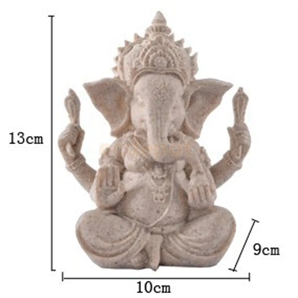 MagiDeal ручной резной песчаник сидящий Ганеш Будда божество слон индуистская декоративная статуэтка фантастическое хорошее состояние для коллекции