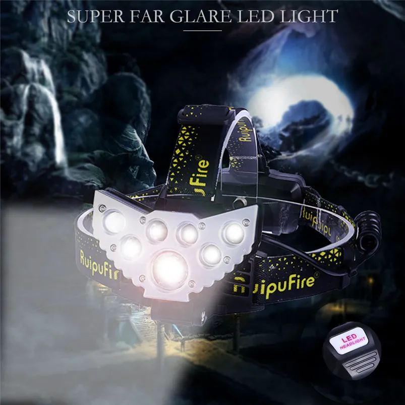 7X XM-L T6 Torch Led Light Headlight Rechargeable 18650 Headlamp Travel Head Torch  5 Modes Headlight White Zaklamp 35JY1404