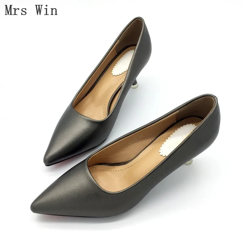 

2019 Brand Spring Pumps Women's Shoes Slip-On Fashion Woman High Heel 6cm Single Shoes Lady Females Work Footwear large Size 41