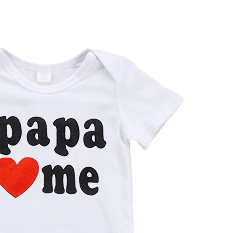 Одежда для новорожденных с коротким рукавом из 100% хлопка надписью I Love Papa Me