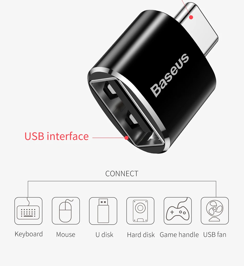 Адаптер Micro-type-C Baseus для samsung XiaoMi huawei P9 Nexus 3 type s Micro usb type C OTG USB-C Адаптер зарядного устройства