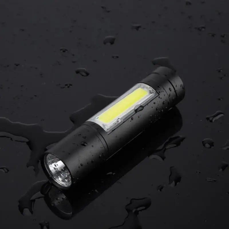 

Rechargable Waterproof LED Torch Flashlight Zoom XPE+COB LED Pocket Small Flashlight Penlight 3 Modes Flashlight Projector